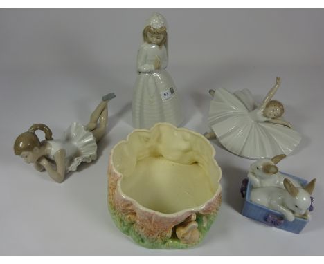 Two Nao dancers a Nao bride, Nao rabbits and a Sylvac dish (5)   Condition Report   Click here for further images, condition,