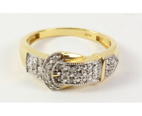 Diamond gold-plated buckle ring stamped 925   Condition Report   Click here for further images, condition, auction times & de