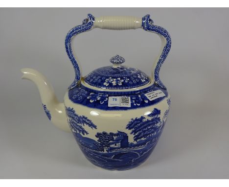 Large blue and white ceramic Spode 'Tower' pattern teapot    Condition Report   Click here for further images, condition, auc