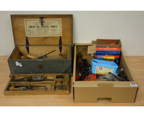 'The Technical Chest of Useful Tools' complete with various wood working tools and a box of other tools   Condition Report   