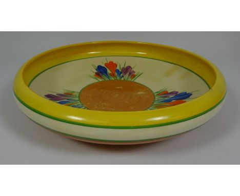 Clarice Cliff Crocus pattern Hiawatha bowl D25cms   Condition Report   Click here for further images, condition, auction time