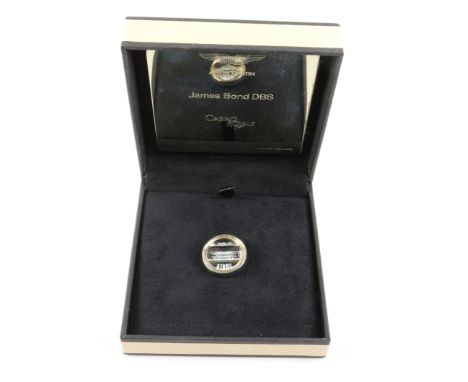 Links of London limited edition hallmarked silver Aston Martin James Bond DBS Casino Royale start button lapel pin boxed stam