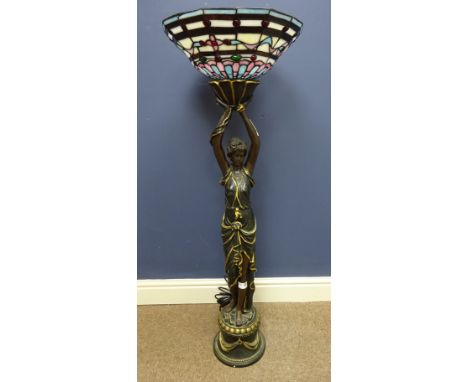 Tiffany style figural floor lamp, H104cm including shade  (This item is PAT tested - 5 day warranty from date of sale)   Cond