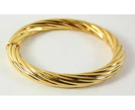 Rope twist gold hinged bangle hallmarked 9ct approx 14.4gm   Condition Report   Click here for further images, condition, auc