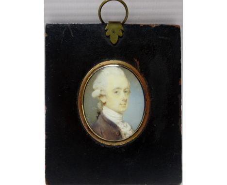 Bust oval Portrait of a Gentleman, Georgian miniature on ivory 4cm x 3cm   Condition Report   Click here for further images, 