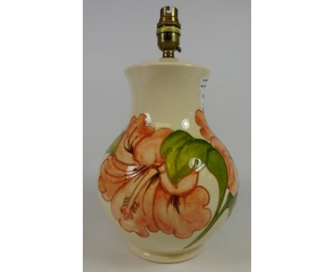 Moorcroft Hibiscus pattern table lamp H. 26cms (excluding light fitting)   Condition Report   Click here for further images, 