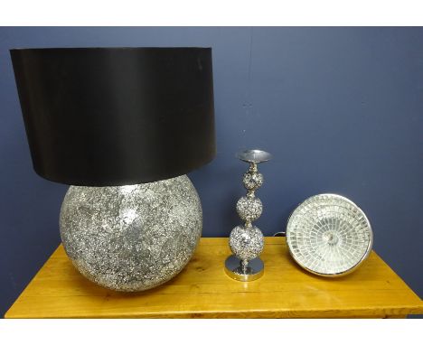 Large table lamp with shade, matching candle holder and similar table lamp (3) (This item is PAT tested - 5 day warranty from