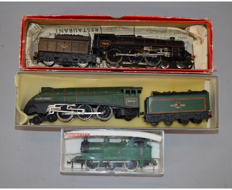 OO Gauge. Hornby Dublo. 2 x locomotives. BR green A4 "Golden Fleece", BR green 0-6-0 tank engine, Together with renumbered Tr