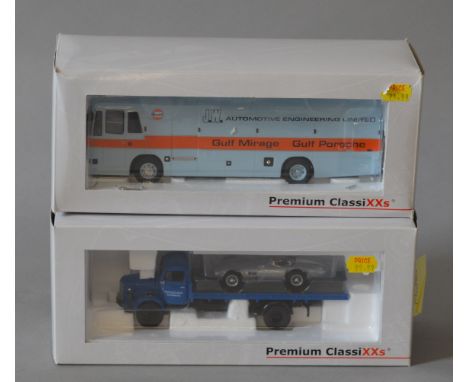 Two boxed Premium Classixxs 1:43 scale  Racing Transporters, a 'Mercedes Benz L3500 "Rennabteilung", limited to 500 pieces, a