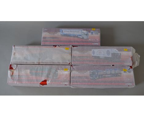 Five boxed Corgi Hauliers of Renown 1:50 scale limited edition trucks which still retain their outer tissue wrap(with some te