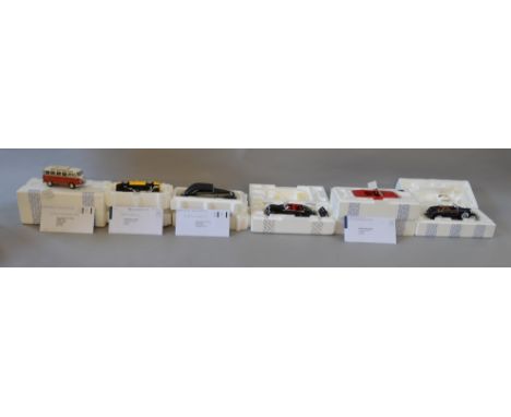 6 x Franklin Mint 1:24 scale model cars. 1926 Mercedes Benz model "K", 1939 Maybach Zeppelin sports, 1970 Plymouth Hemicuda, 