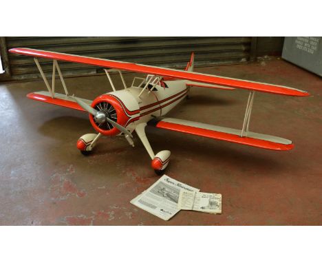 Boeing Stearman radio controlled Bi-plane. Fitted with OS FS-120S-E engine. Well built. Fitted for radio control, servos etc.