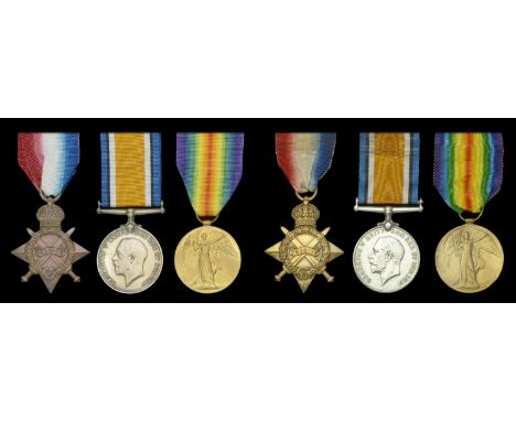 Three: Chief Stoker A. Salt, Royal Navy 1914-15 Star (305233, A. Salt, S.P.O., R.N.); British War and Victory Medals (305233 