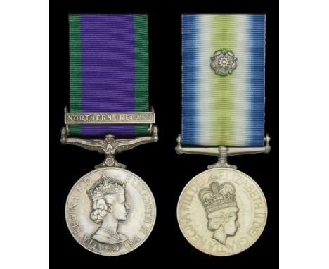 Pair: Private K. A. Warden, Parachute Regiment, who served with 2 Para in the Falklands campaign and took part in the actions