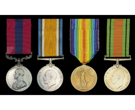 A Great War 1918 ‘Western Front’ stretcher-bearer’s D.C.M. group of four awarded to Private E. E. Duddles, 11th (Service) Bat