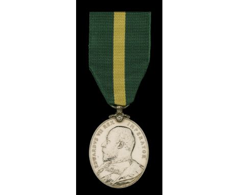 Territorial Force Efficiency Medal, E.VII.R. (12 Sjt: E. W. Hewett. Hants: Yeo.) extremely fine £100-£140  ---  E. W. Hewett 