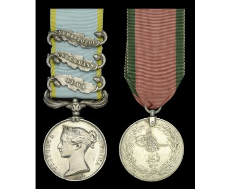 Pair: Gunner and Driver J. Montgomery, Royal Artillery  Crimea 1854-56, 3 clasps, Alma, Inkermann, Sebastopol (Gr. & Dr. J. M