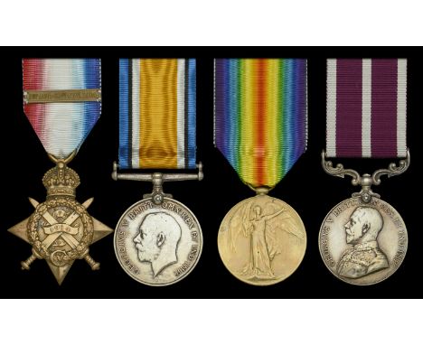 An extremely rare Great War 1917 Army M.S.M. group of four awarded to Sergeant G. H. Hall, Royal Flying Corps, awarded for hi