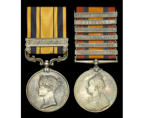 Pair: Quartermaster M. J Kenny, Connaught Rangers  South Africa 1877-79, 1 clasp, 1877-8-9 (1275 Corpl. M. J. Kenny. 88th. Fo