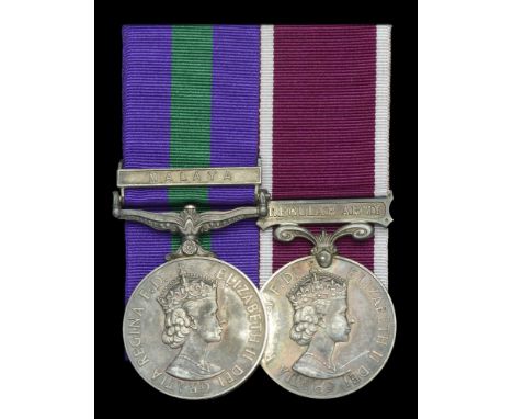 Pair: Warrant Officer Class 1 R. E. Parkins, Royal Electrical and Mechanical Engineers  General Service 1918-62, 1 clasp, Mal