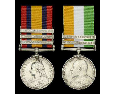 Pair: Lieutenant G. Smith, Imperial Yeomanry  Queen’s South Africa 1899-1902, 3 clasps, Cape Colony, Orange Free State, Trans