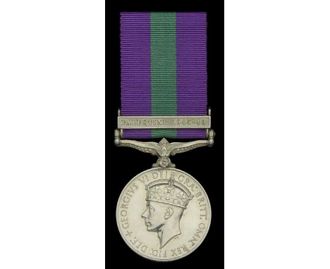 General Service 1918-62, 1 clasp, Palestine 1945-48 (Major. A. R. Hughes. R.A.S.C.) minor official correction to rank, very f