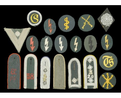 German Second World War Army Trade Patches and Shoulder Boards. Comprising Army Artillery Observation Regiment 44; Cavalry Re