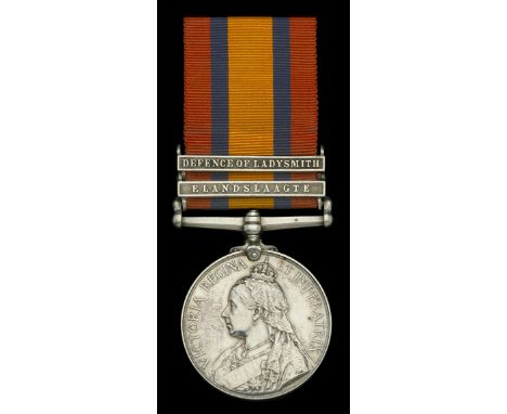 The Queen’s South Africa Medal awarded to Corporal G. Leech, 1st Manchester Regiment, who was killed in action at Caesar’s Ca