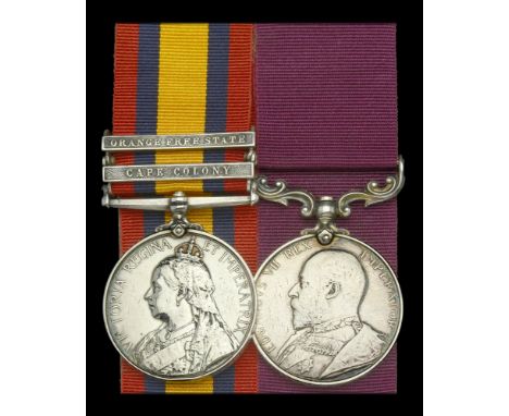 Pair: Acting Regimental Sergeant Major H. Caulder, Army Service Corps  Queen’s South Africa 1899-1902, 2 clasps, Cape Colony,