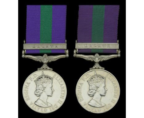 General Service 1918-62, 1 clasp, Malaya, E.II.R. (2) (22623165 Cfn. R. Hancock. R.E.M.E.; 22201635 Cfn. P. Snowdon. R.E.M.E.