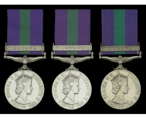 General Service 1918-62, 1 clasp, Malaya, E.II.R. (3) (23526784 Cfn. R. J. Howarth. R.E.M.E.; 22305732 Cfn. H. Mills. REME.; 