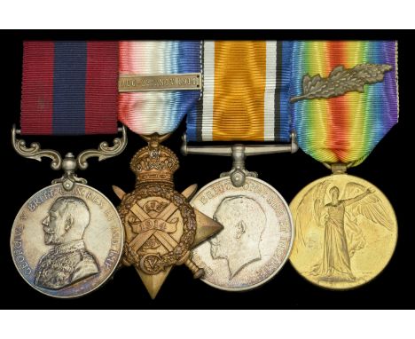 A Great War 1914 ‘Battle of Armentières’ D.C.M. group of four awarded to Corporal W. H. Moreby, 1st Battalion, Leicestershire