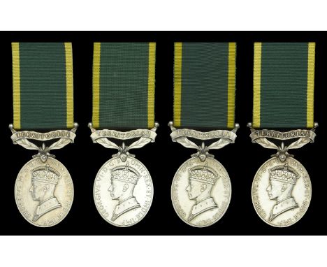 Efficiency Medal, G.VI.R., 1st issue, Territorial (4) (6630764. Cfn. R. G. Hyde. R.E.M.E.; 4614651 Cfn. J. Binns. R.E.M.E.; 8