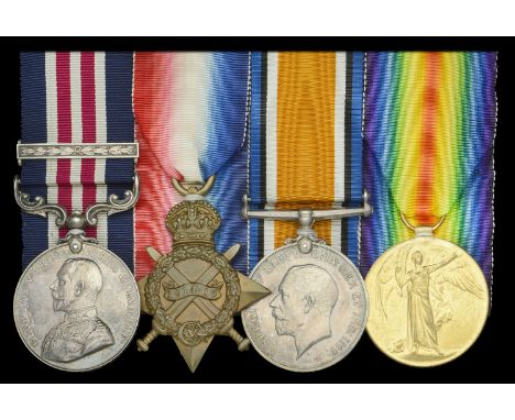 A Great War ‘Western Front’ M.M. and Second Award Bar group of four awarded to Sergeant C. E. Ranner, “F” Special (Cylinder) 