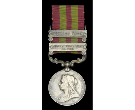 India General Service 1895-1902, 2 clasps, Punjab Frontier 1897-98, Samana 1897 (5271 Pte. J. Murphy 2d. Bn. Ryl. Ir: Regt.) 