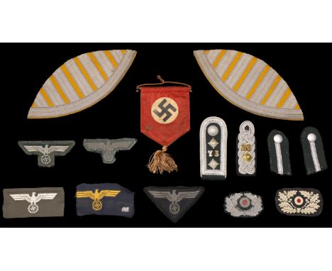 German Second World War Insignia. Comprising a set of Reichsheer infantry bandsmans swallows nests, complete with all their h