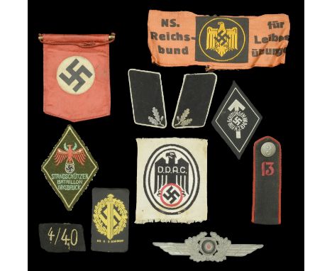 German Second World War Political Insignia. Comprising a Standschutzen Battalion Innsbruck finely machine embroidered lozenge