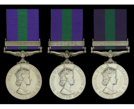 General Service 1918-62, 1 clasp, Malaya, E.II.R. (3) (23129583 Cfn. M. A. Jelfs. R.E.M.E.; 22804846 Cfn. W. McVeich. R.E.M.E