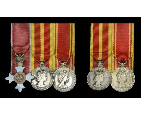 An unattributed post-War C.B.E. ‘Fire Service’ mounted group of three miniature dress medals The Most Excellent Order of the 