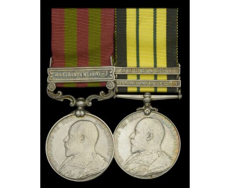 Pair: Sepoy Fazal Khan, 27th Punjab Infantry, Indian Army  India General Service 1895-1902, 1 clasp, Waziristan 1901-2 (3637 