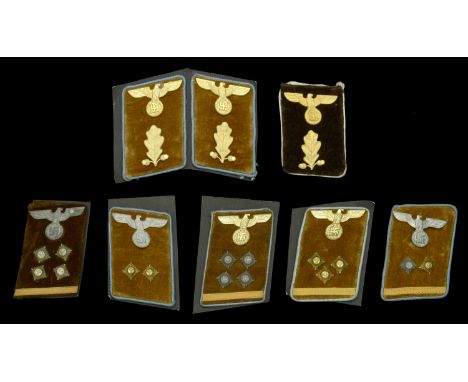German Second World War Political Collar Patches. Comprising Ortsgruppe Abschnitzleiter, a matched pair, brown velvet base, g