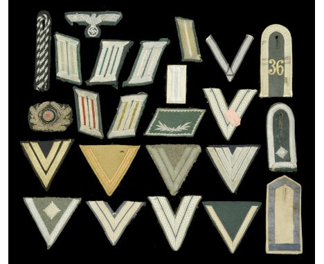 German Second World War Military and Political Insignia. Comprising nine sleeve chevrons mixed Army, Luftwaffe and Marine in 