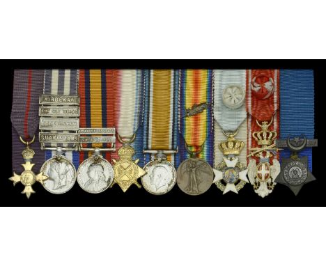 The mounted group of nine miniature dress medals worn by Lieutenant-Colonel D. V. Pirie, Reserve of Officers  The Most Excell