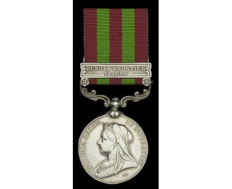 India General Service 1895-1902, 1 clasp, Punjab Frontier 1897-98 (3857 Lce. Sergt. E. Budd. 1st. Bn. Hampshire Regt.) offici