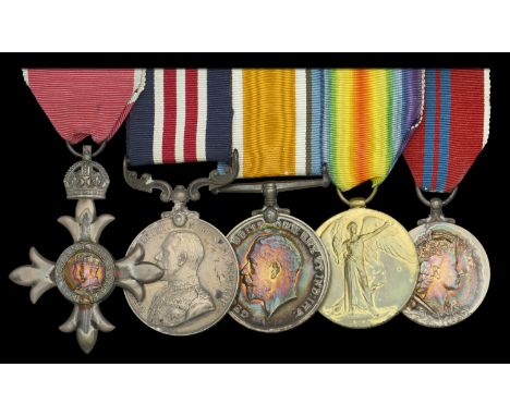 A post-War civil M.B.E., Great War ‘Palestine, 1917’ M.M. group of five awarded to Private H. A. Chapman, 2/22nd (County of L