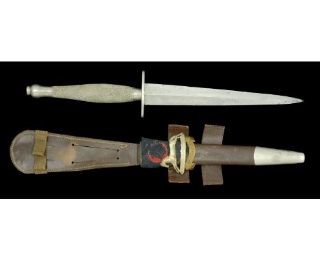 A Second World War 2nd Pattern Fairbairn Sykes Knife. A personalised 2nd pattern Fairbairn Sykes knife all in nickel. The bla