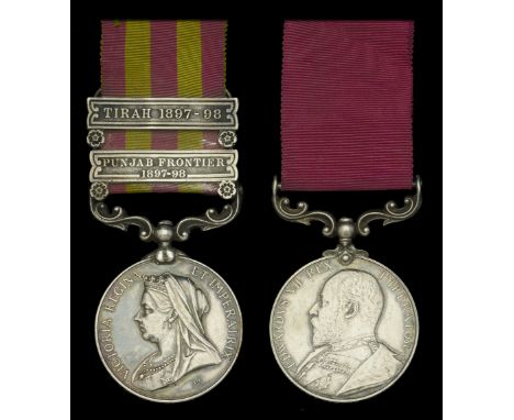 Pair: Private A. Kenway, Dorsetshire Regiment  India General Service 1895-1902, 2 clasps, Punjab Frontier 1897-98, Tirah 1897