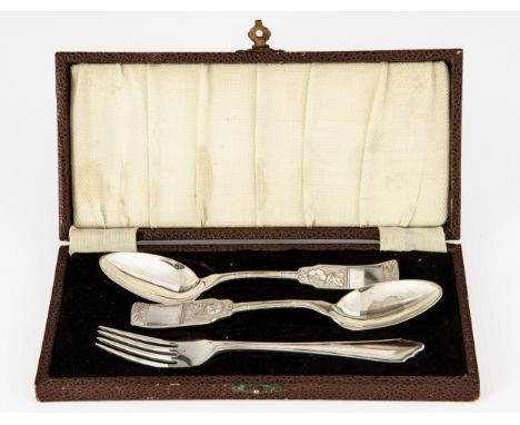 Francis Higgins, Onslow pattern, comprising a knife, fork and spoon, each piece initialled, knife lacking collar, spoon and f