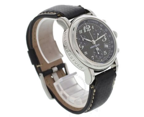 Reference number 7046, the 42mm round black dial with Arabic numerals, calibrated outer ring, date aperture at 4 o'clock, thr