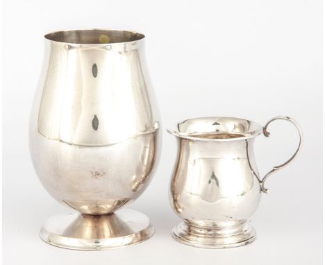 The first Dutch, on pedestal stem, 13,5cm high; the mug Birmingham 1959, the liqueur glass Birmingham 1927, 300g (2)
